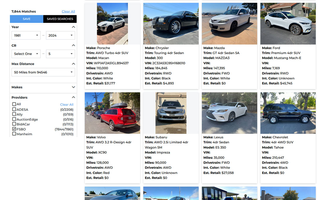 AutoVision Vehicle Search Screen