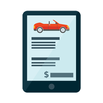 Illustration of car invoice on tablet