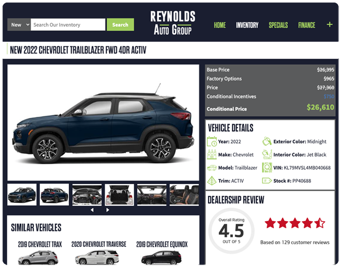 Vehicle Detail Page