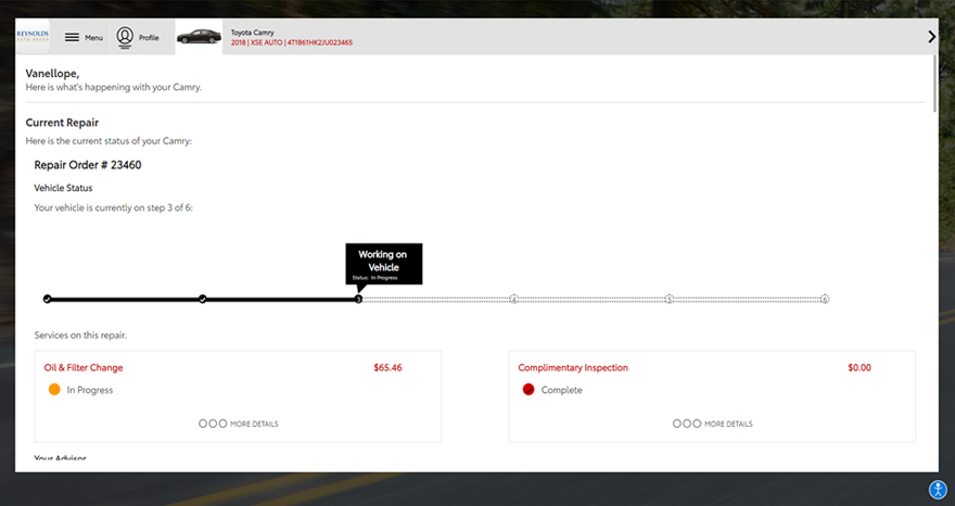 A screen showing the progress of Service Portal 2.0.