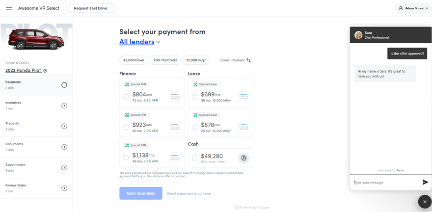 Building deal online with Gubagoo