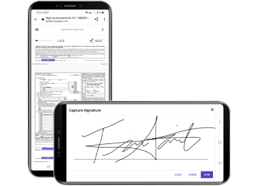 Signatures on mobile device