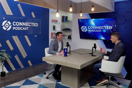 In-studio recording of the Connected podcast with host, Greg Uland, and guest, Mike Hanna the CEO and Founder of TrueSpot.