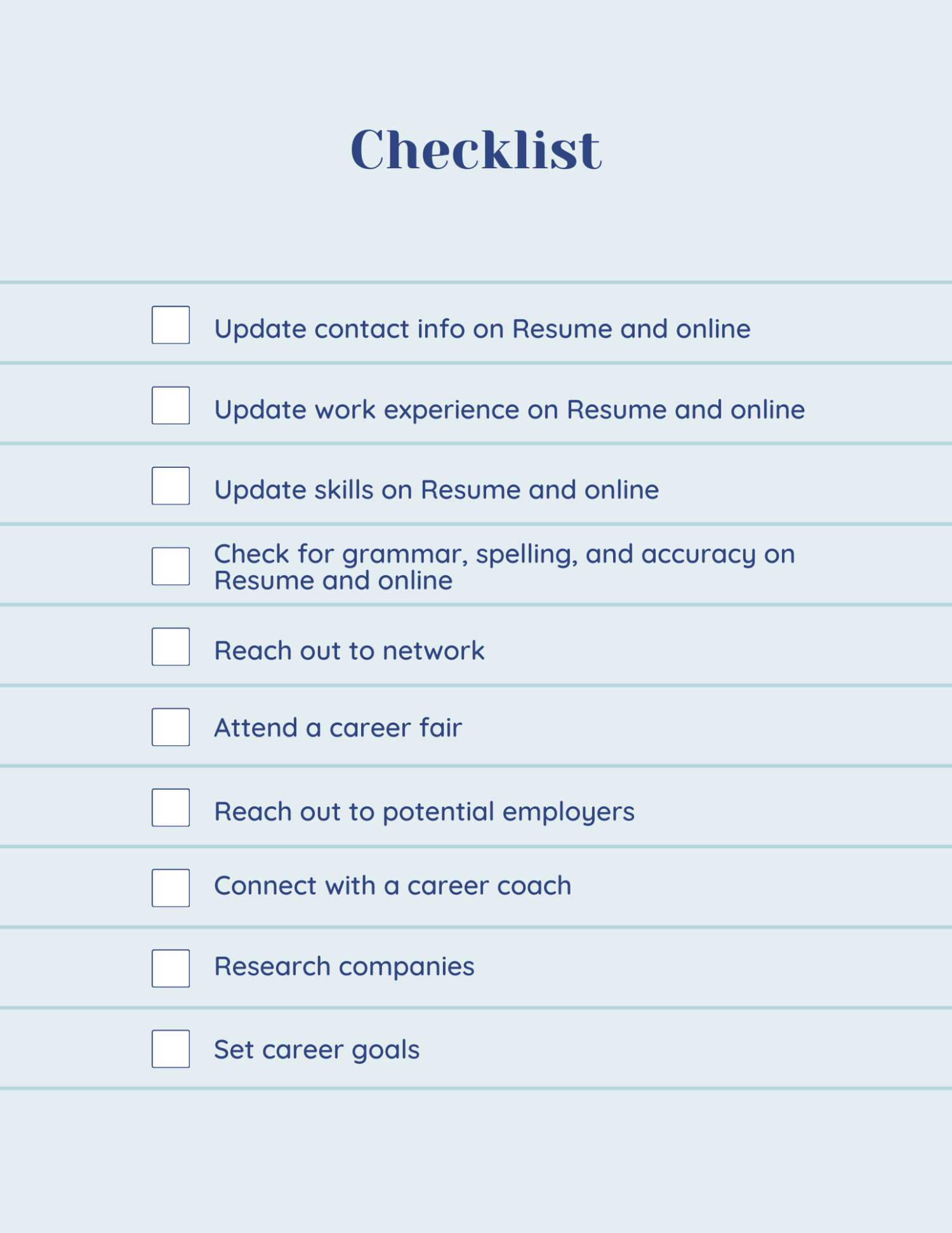 Blue personal checklist