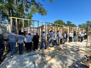 Habitat for humanity wooden house frame
