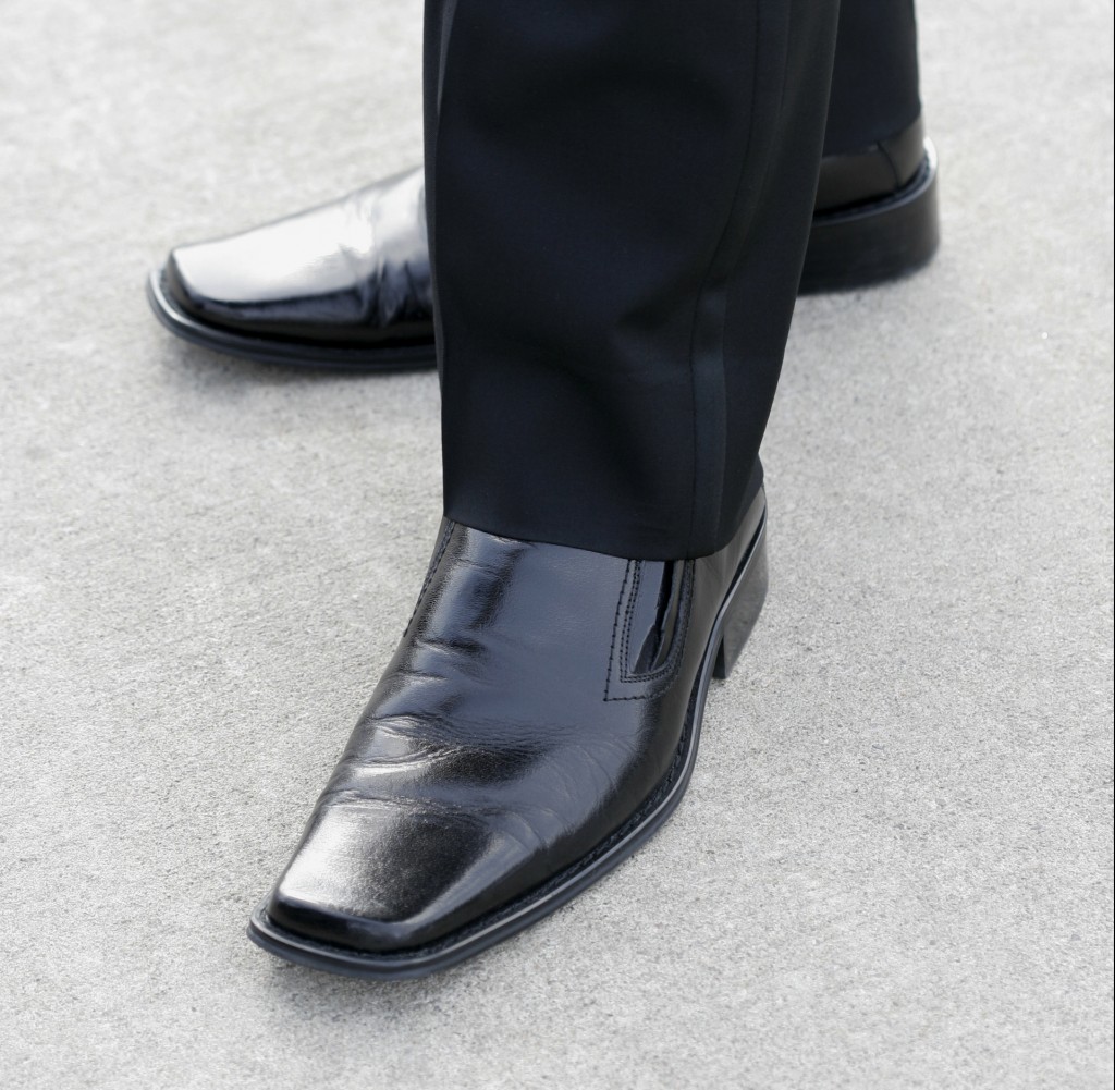 Shiny black dress shoes