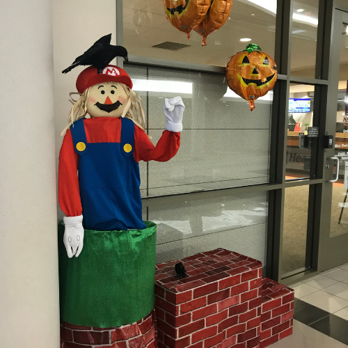 Scarecrow Mario in Dayton Lobby.