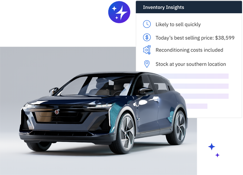 A car with inventyory insights listed next to it