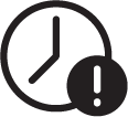 icon of clock with explanation point