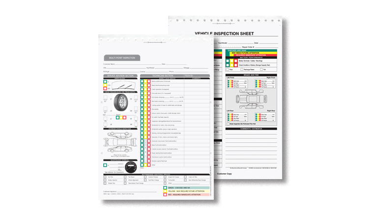 Image of vehicle inspection forms.